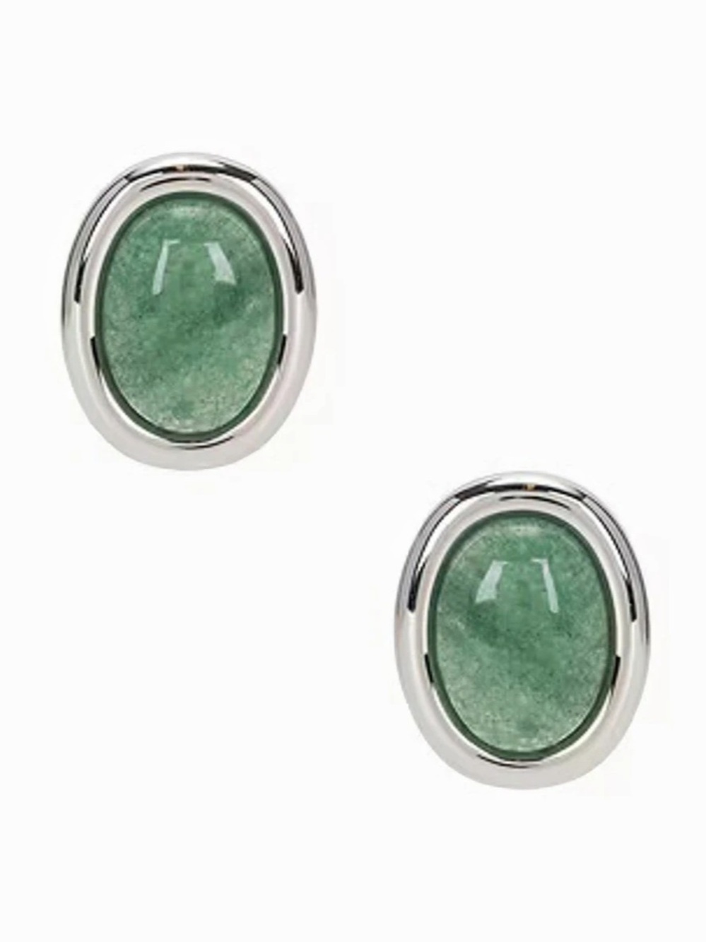 Sunset Stone Studs Green Silver |LUVAJ
